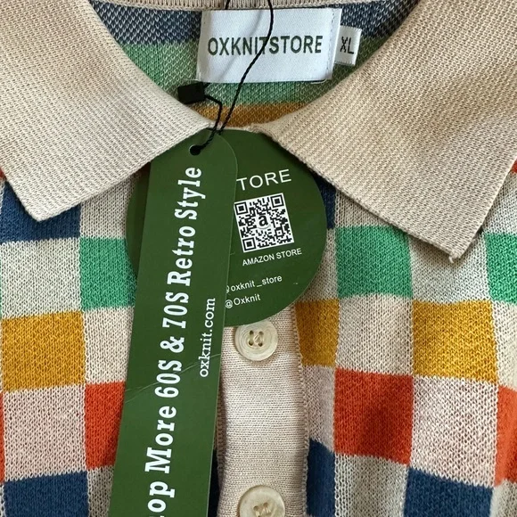 NWTs Men’s Oxknitstore Retro Style Short Sleeve Sweater - Picture 3 of 5